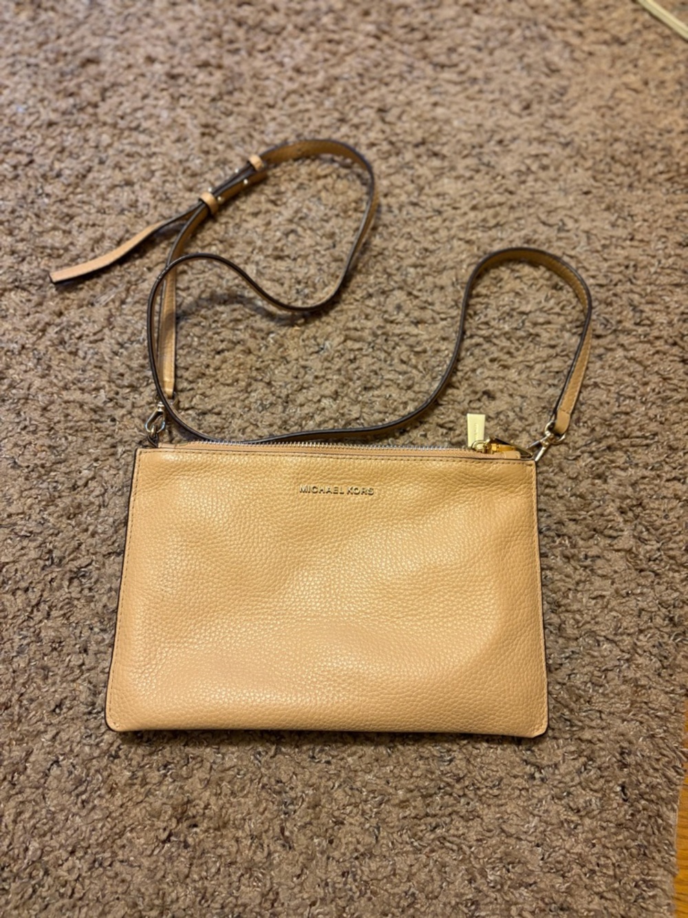 Michael Kors Tan Pebbled Leather Crossbody Bag